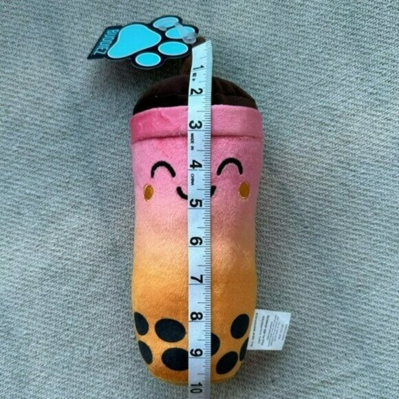 Boba Milk Tea Ombré Pink Plush Dog Toy with Bottle Cruncher NWT Gift - Picture 2 of 4